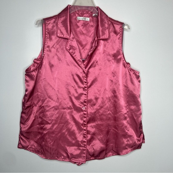 Vintage Satin Pajama Set 90s Valerie Stevens Sleevless Top Shorts Pink Silky Pjs - Picture 15 of 16